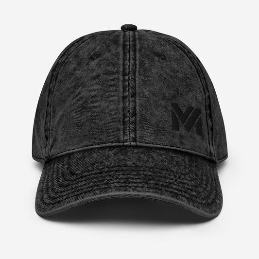 Casquette Vintage Spirit noire avec logo MA noir brodé à l’avant en bas à gauche – Collection Détail & Élégance Mindset Ambition.