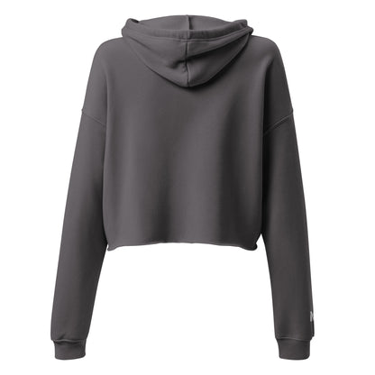 Sweat crop-top femme Fearless Mindset Ambition, gris, vue arrière, design minimaliste, capuche décontractée et manches longues – Mindset Ambition