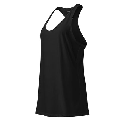 Débardeur femme Grace Mindset Ambition, noir, vue avant trois-quarts, design minimaliste, dos nageur et coupe ajustée pour un look athlétique – Mindset Ambition