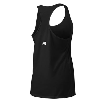 Débardeur Grace noir Mindset Ambition, logo blanc centré en haut du dos, matière stretch et confortable, idéal pour le sport et les journées actives – Mindset Ambition